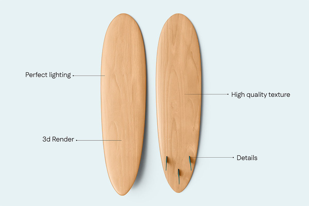 Wooden Surfboard Mockup, a Product Mockup by RamStudio2 (Photo 4 of 16)
