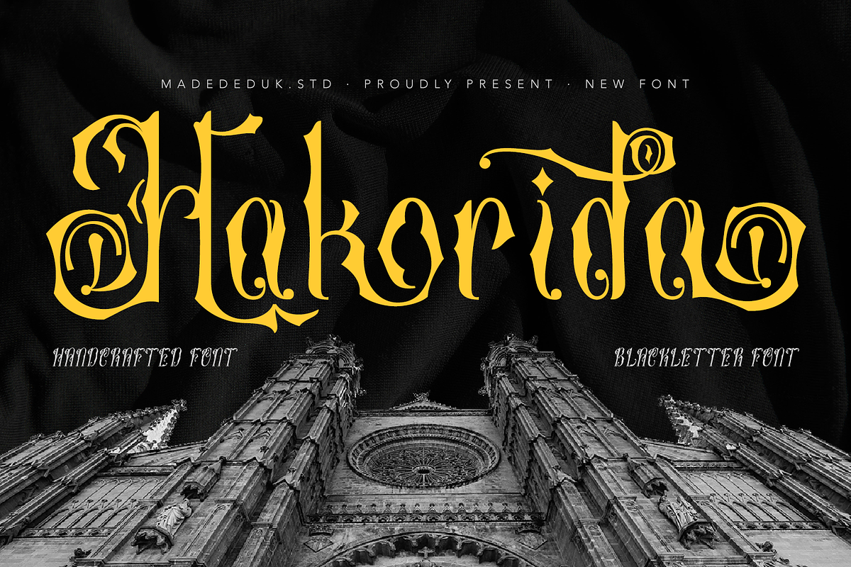 Hakorida - Blackletter Font, a Blackletter Font by madeDeduk (Photo 1 of 10)