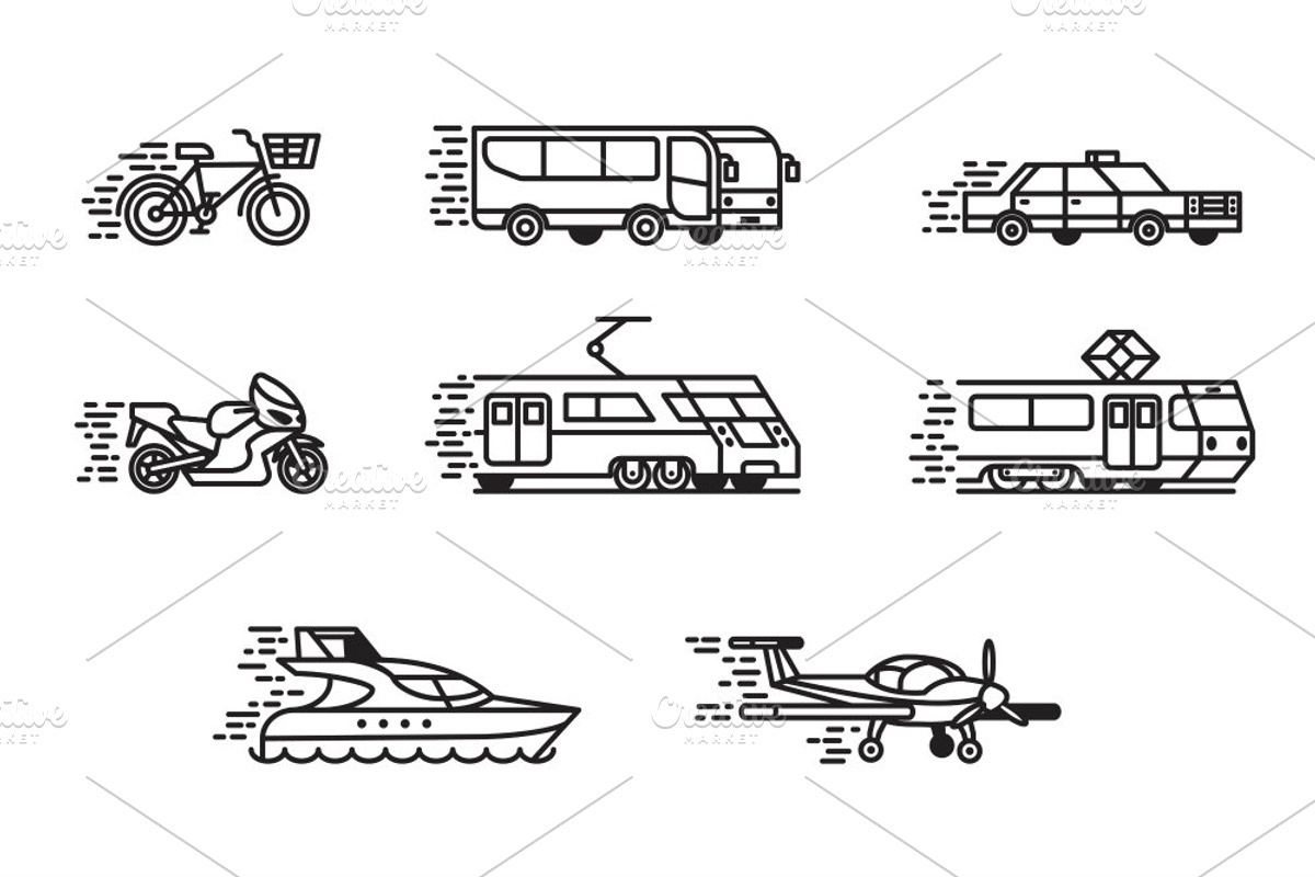 Passenger transport. Icons set, a Transportation Illustration by WINS Doodle shop (Photo 9 of 10)