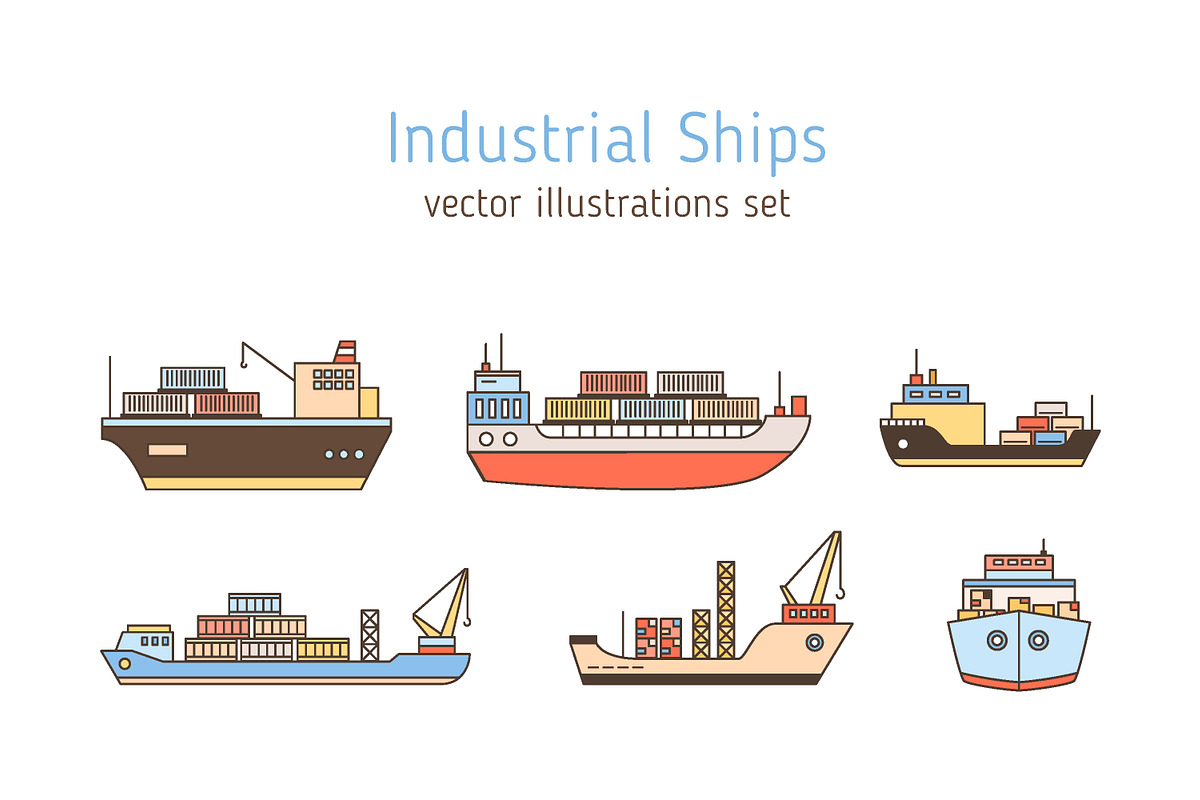 Freight vessels and industrial ships, a Transportation Illustration by Good Studio (Photo 1 of 4)