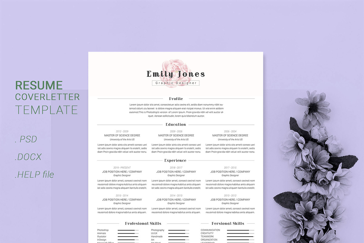 Water Color CV-Resume Tempalate *C, a Resume Template by Showy68 Template (Photo 2 of 3)