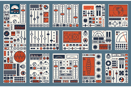 Retro dashboard. Control panel, an Illustration by Vector Tradition