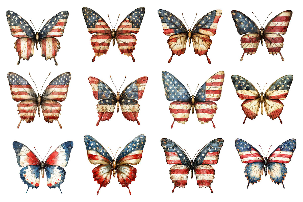 American Flag Butterfly Clipart, an Illustration by Dream Creation (Photo 2 of 4)