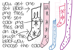 Doodle Christmas Stockings Clipart