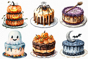 Watercolor Halloween Cake Clipart, an Illustration by Craft Nest (Thumbnail 3 of 6)