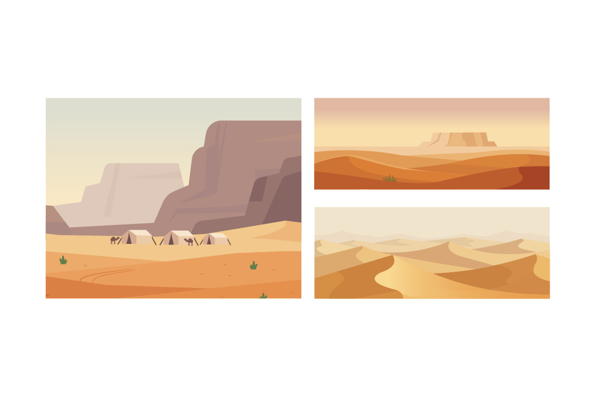 12 Desert Landscapes Collection, a Seasonal Illustration by jongcreative (Photo 3 of 3)