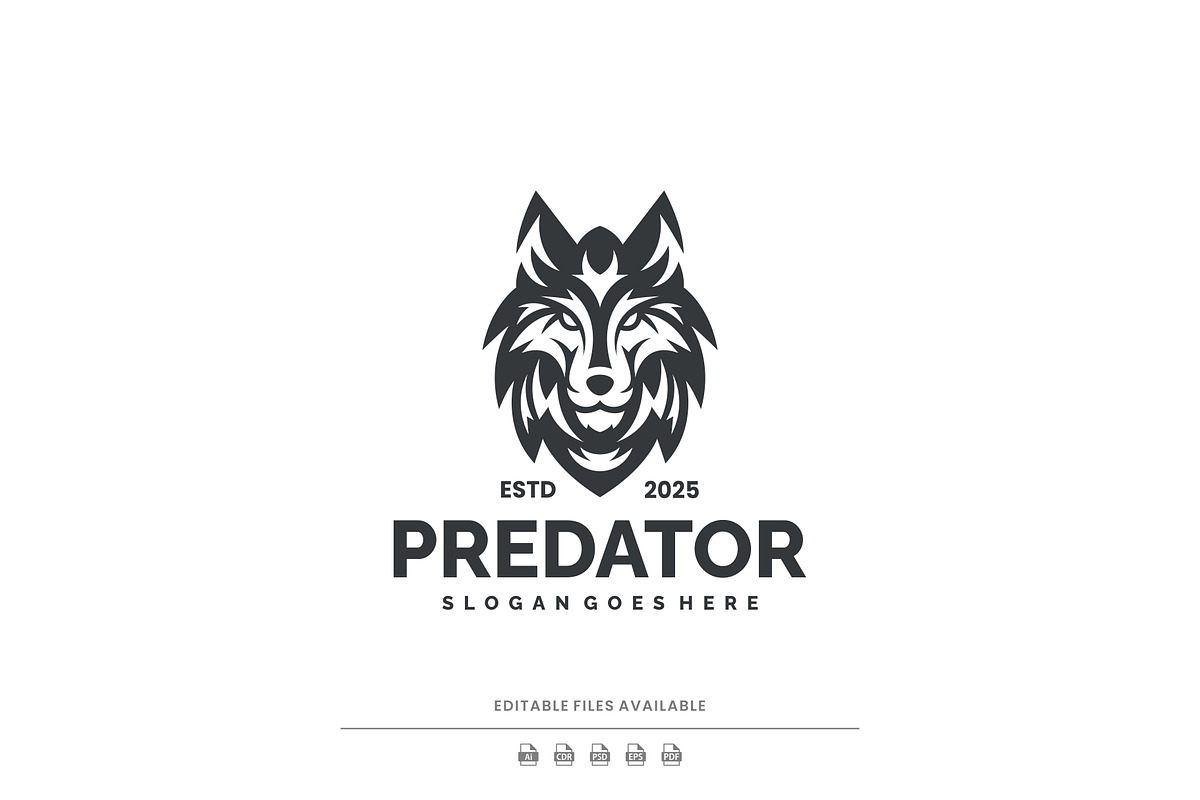 Bold Monochrome Wolf Mascot Logo, a Branding & Logo Template by Artnivora.Std (Photo 1 of 3)