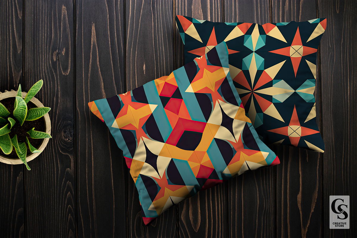 Retro Geometric Shapes Patterns, a Pattern Graphic by Creative Store (Photo 4 of 4)