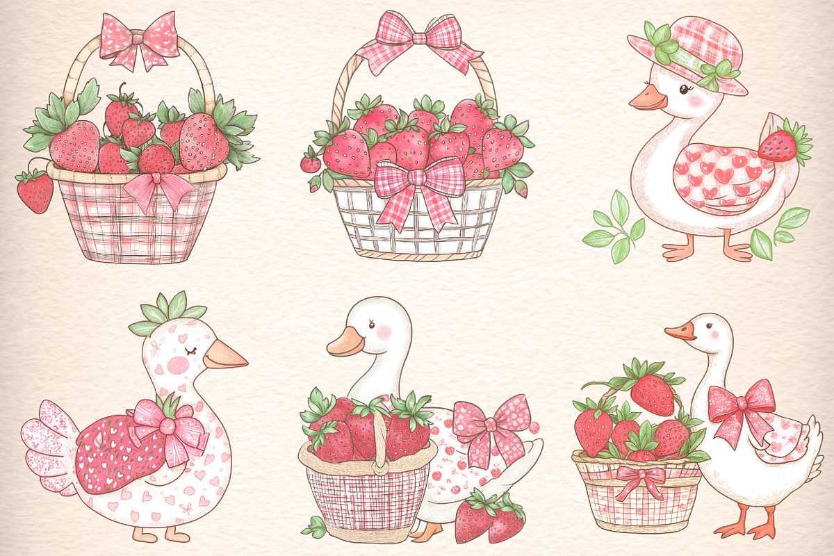 Strawberry Goose Clipart, an Illustration by Digital Artistic99 (Photo 2 of 9)