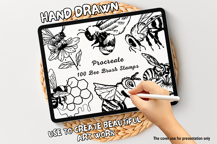 100 Bee Procreate Stamps, a Brush Add-On by Painter Creative Books