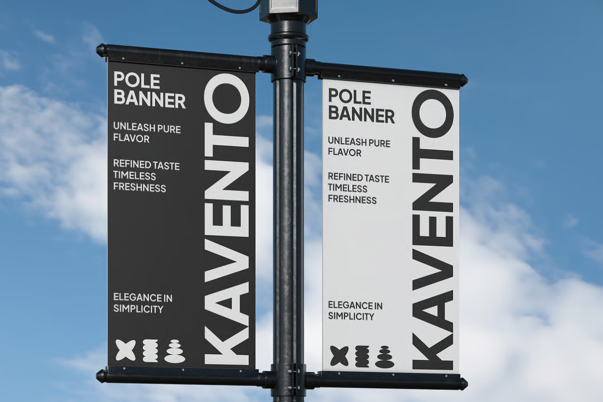 Event Pole Banner Double Mockup, an Advertising Mockup by graphicsauce
