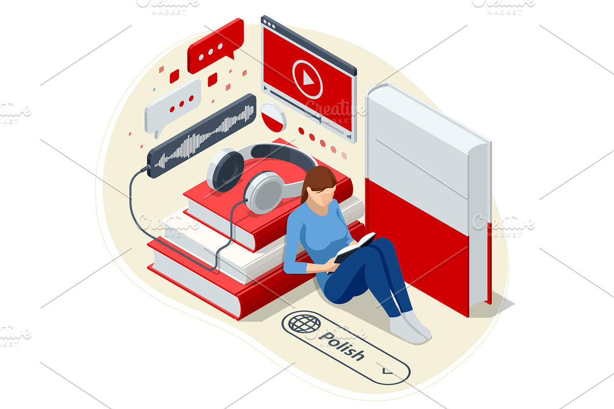 Polish, Poland. Isometric person, an Education Illustration by Golden Sikorka