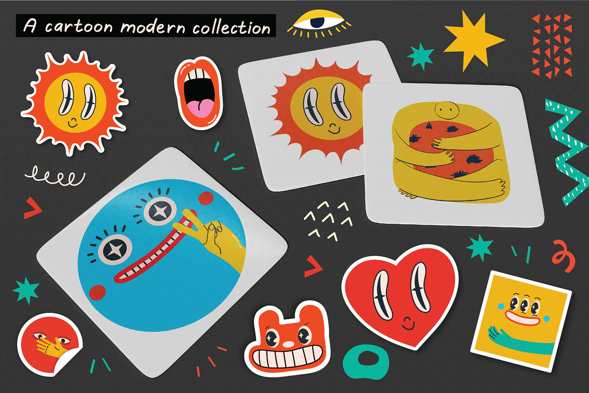 MOODS cartoon modern clipart pack, a Decorative Illustration by Virinaflora (Photo 8 of 10)