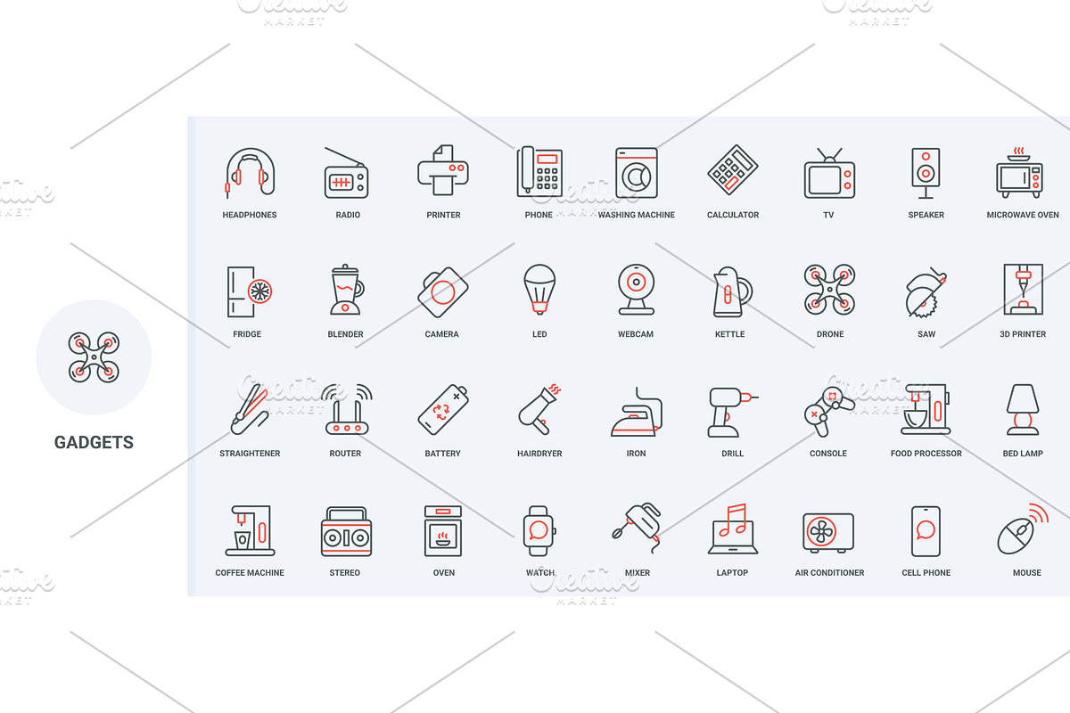 Electronic gadgets smart home icons, a Technology Illustration by Lemberg Vector