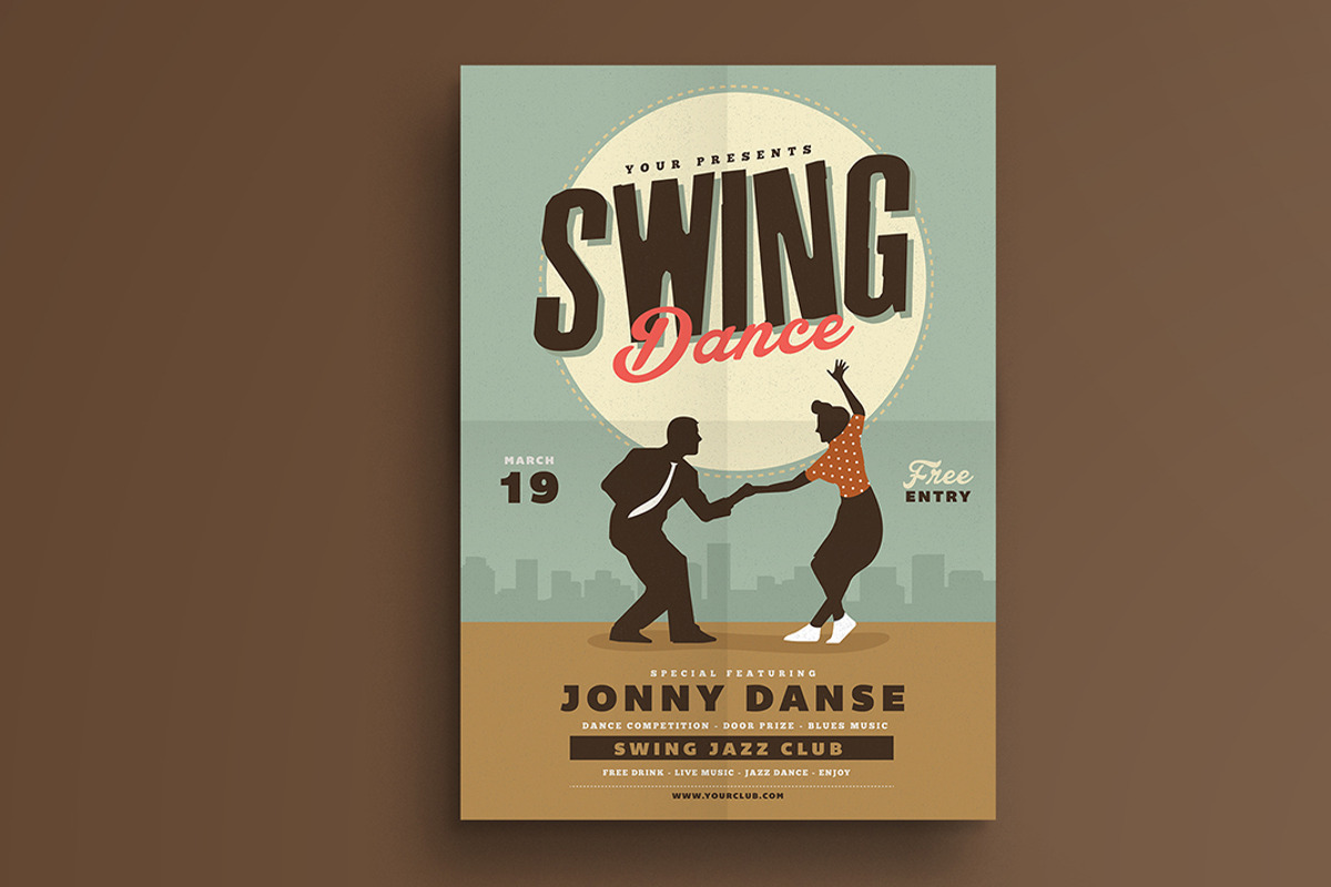 Retro Swing Dance Party Flyer, a Flyer Template by Guuver