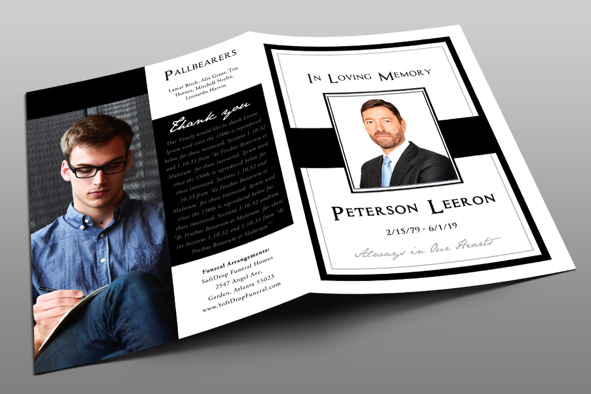 Black Modern Funeral Program, a Brochure Template by Royallove (Photo 1 of 5)
