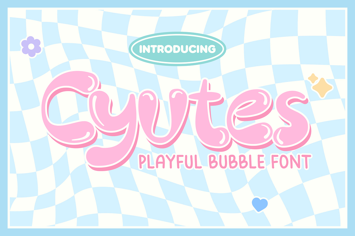 Cyutes - A Playful Bubble Font, a Script Font by Graphue (Photo 1 of 9)