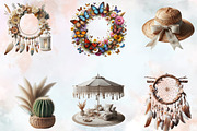 Boho Summer Sublimation Clipart Bund, an Illustration by SVGArt (Thumbnail 5 of 8)