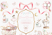 Carousel watercolor horses clipart, a Decorative Illustration by Invite to Clipart (Thumbnail 1 of 6)