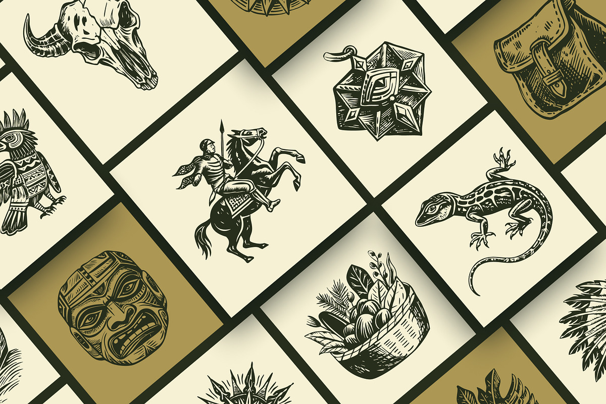Native American Art Icon Set, a Person Illustration by Creative Stall (Photo 5 of 9)