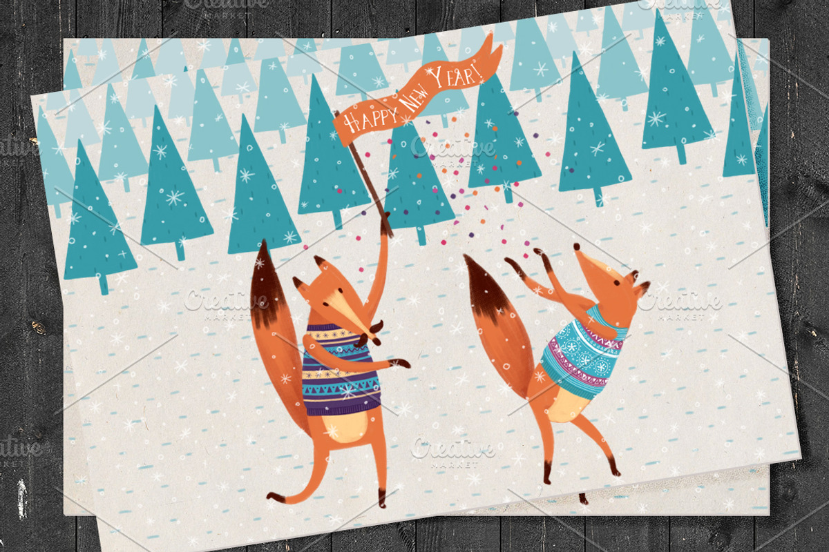 Christmas Illustration Creator/Foxes, an Animal Illustration by Stella's Graphic Supply (Photo 5 of 7)