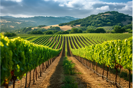 Scenic Beautiful vineyard. Generate, a Nature Photo by Ylivdesign