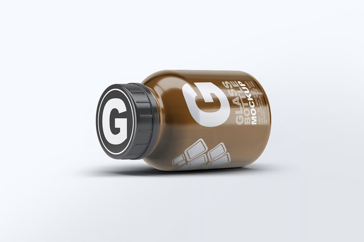 Pill Cosmetics Glass Bottle Mockup, an Advertising Mockup by Hubzway (Photo 2 of 9)