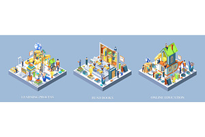 Education isometric design, an Education Illustration by Yayasya