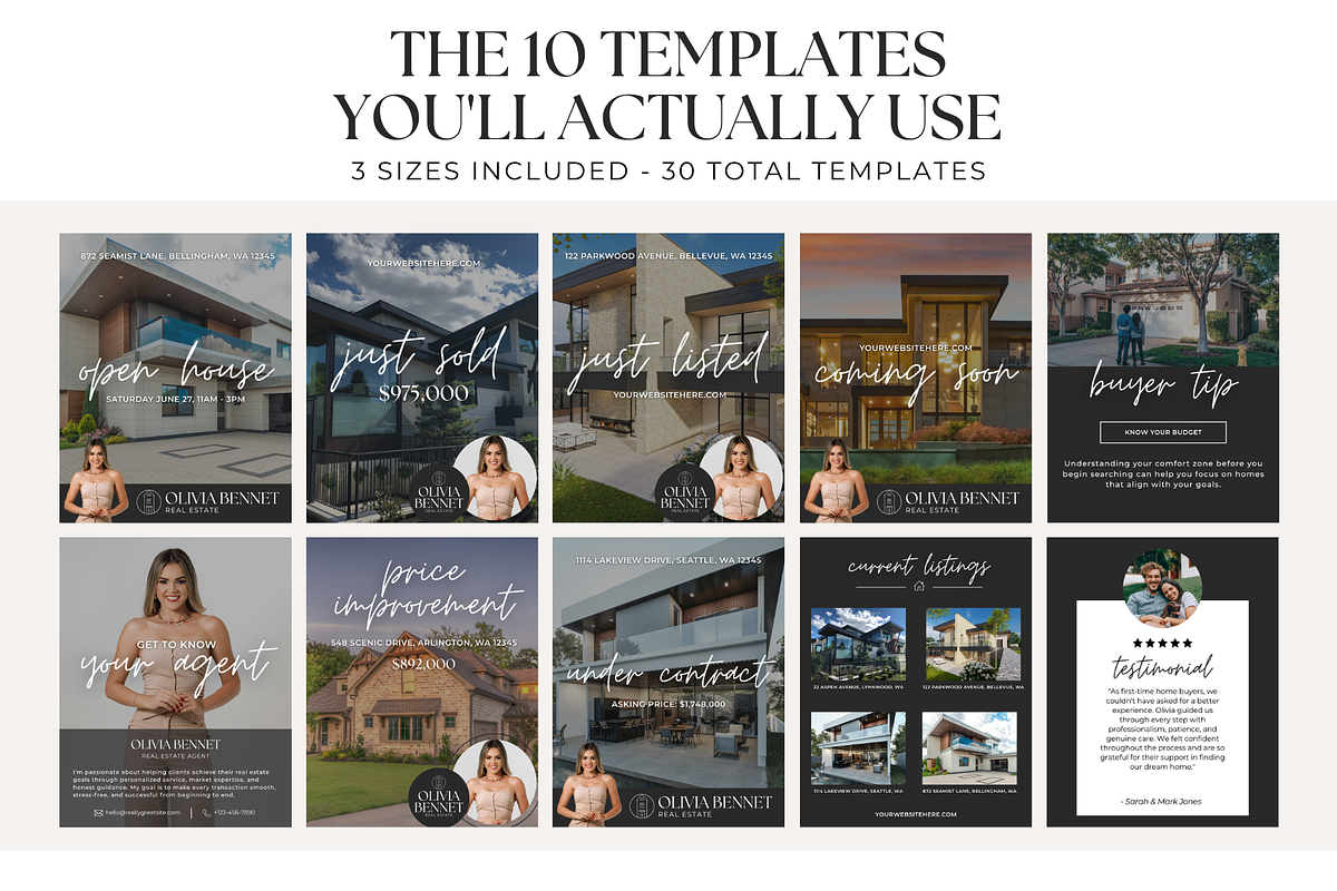 Real Estate Instagram Templates, a Social Media Template by BrandhavenStudio (Photo 2 of 11)