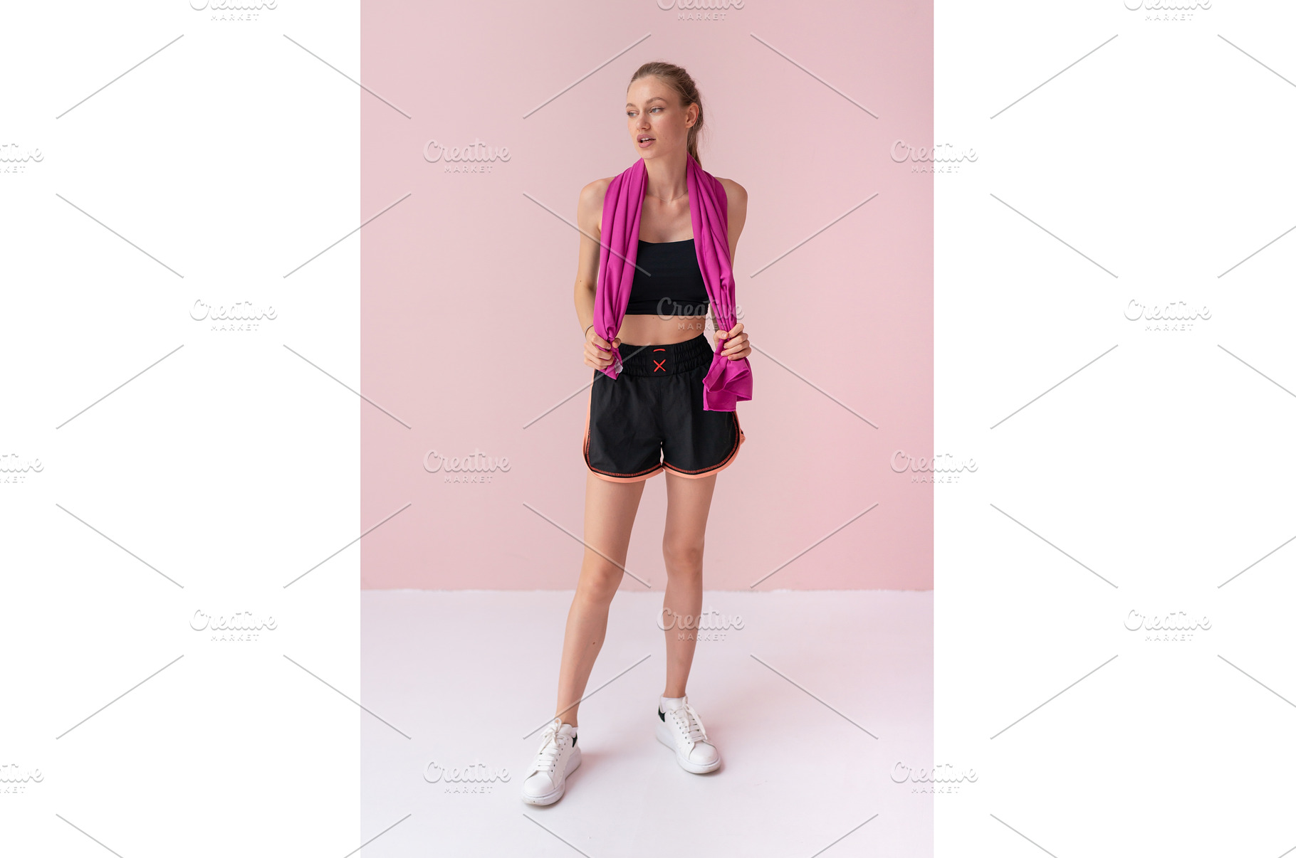 Woman standing against a pink, a Person Photo by undrey