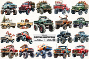 Christmas Monster Truck Sublimation, an Illustration by Pixels.Craft (Thumbnail 1 of 6)