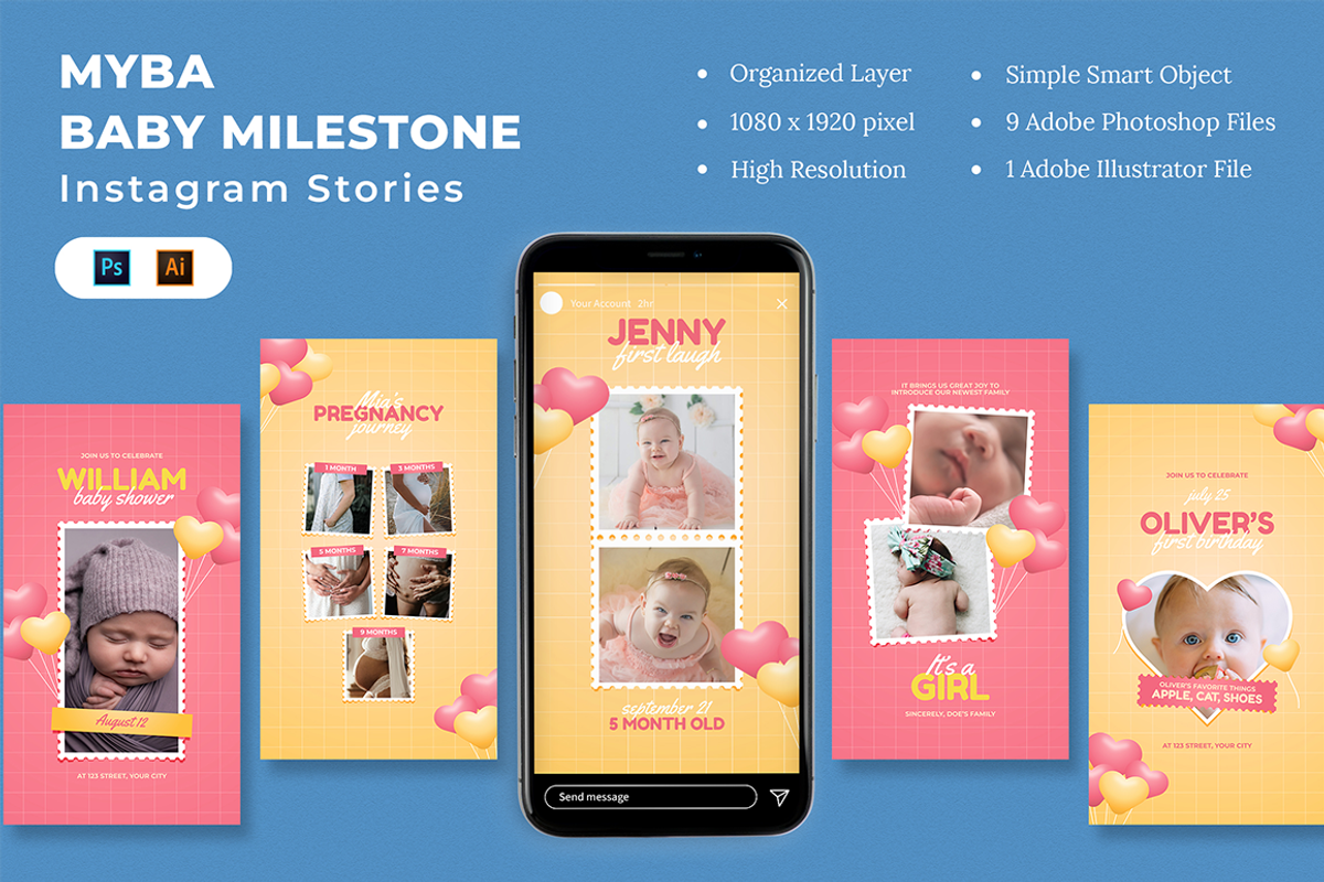 Baby Milestones Instagram Stories, a Social Media Template by Lettha-Studio (Photo 1 of 4)