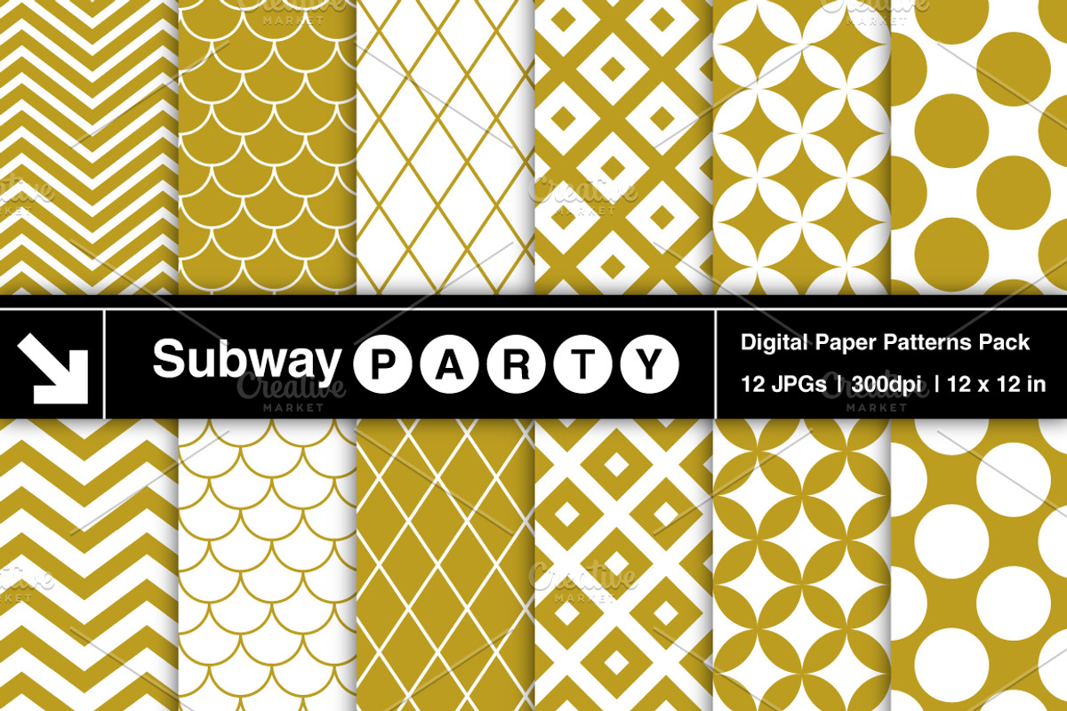 Gold & White Retro Geometric Papers
