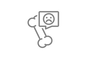 Human bone with sad face in speech, an Object Illustration by GraphiShop
