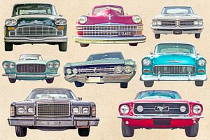 Vintage Collage Car Cut Outs Set