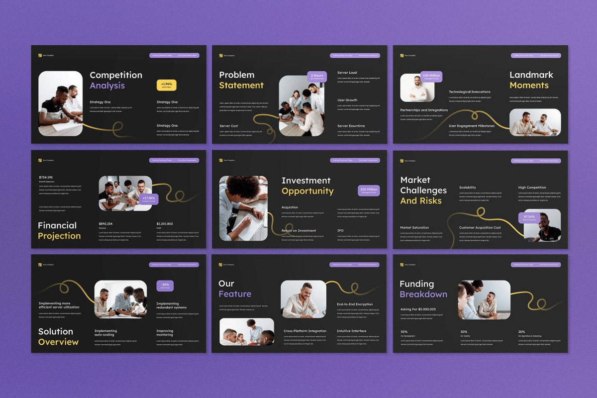 Black Modern Pitch Deck PPT, a Presentation Template by graphicook (Photo 3 of 4)