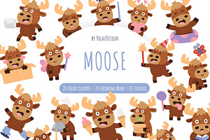 Moose Christmas Clipart Set, an Animal Illustration by Palau