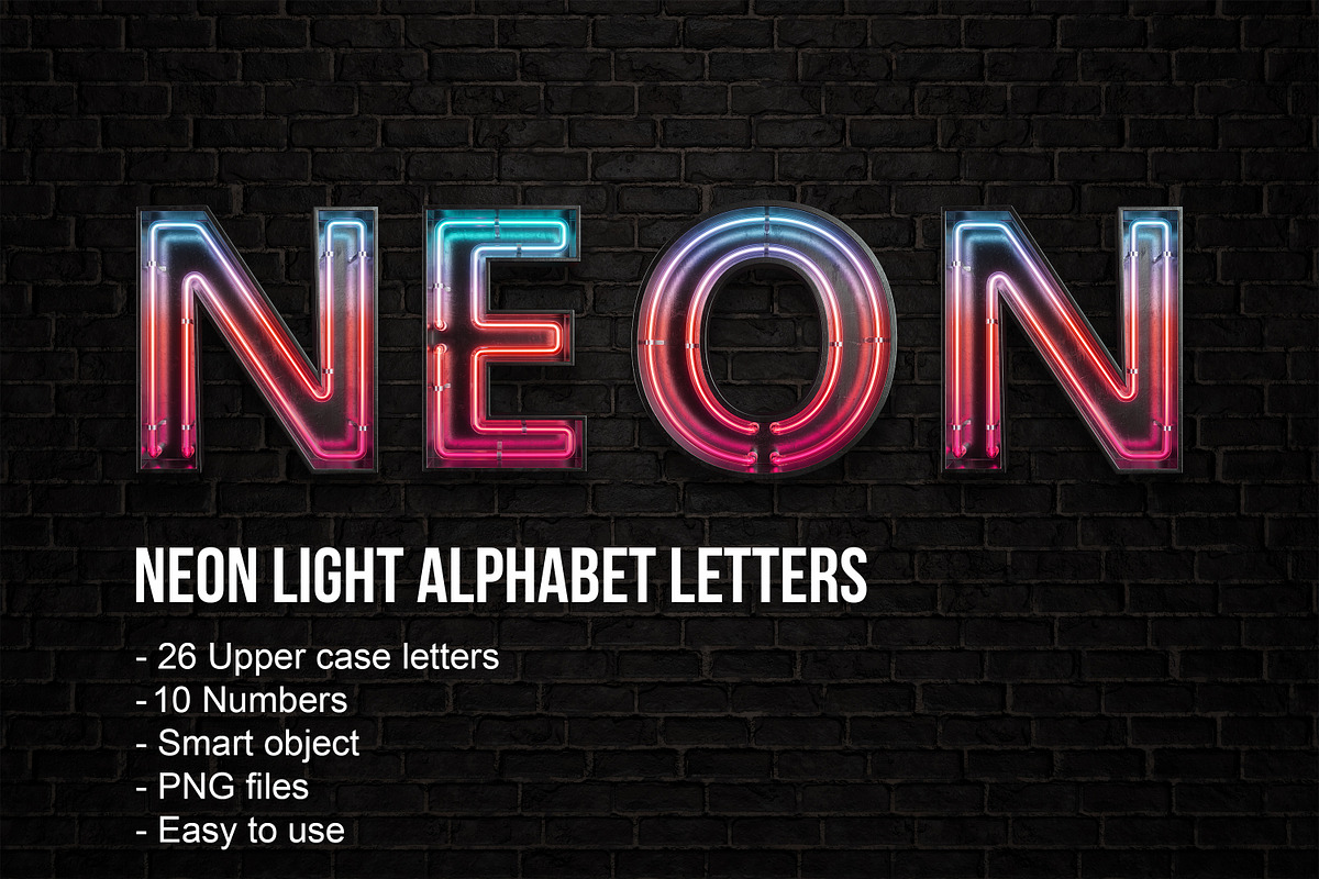 Neon light Alphabet letters, a Decorative Illustration by S_design (Photo 1 of 8)