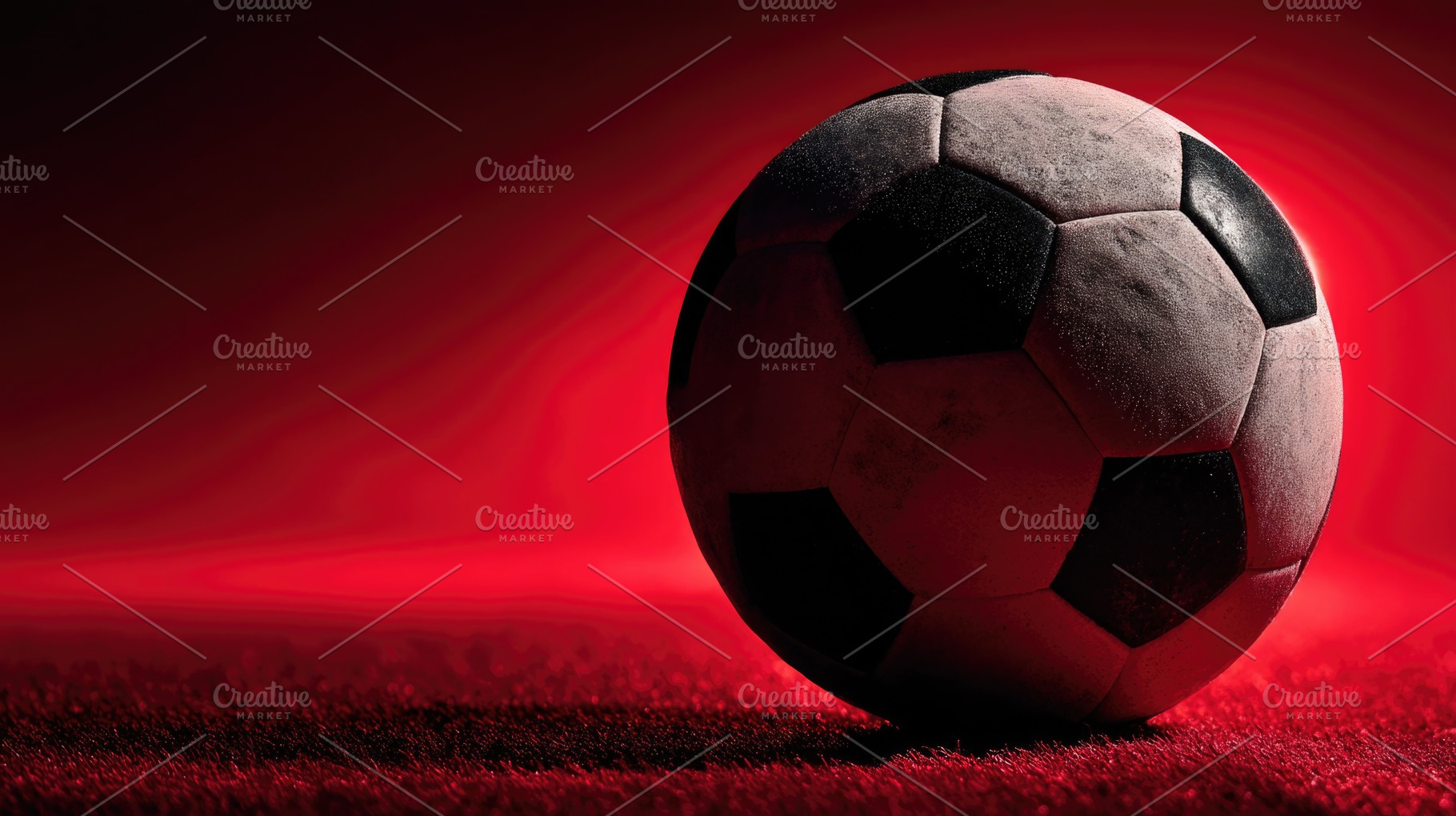 Black and White Soccer Ball on Red Background with Dramatic Spor, a Sports & Recreation Photo by José Manuel Gelpi