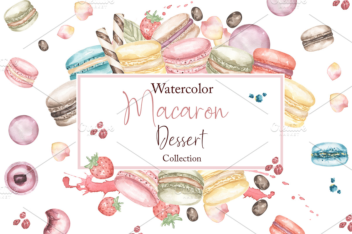 Watercolor Macaron Collection, a Food Illustration by MayaNavits (Photo 1 of 10)