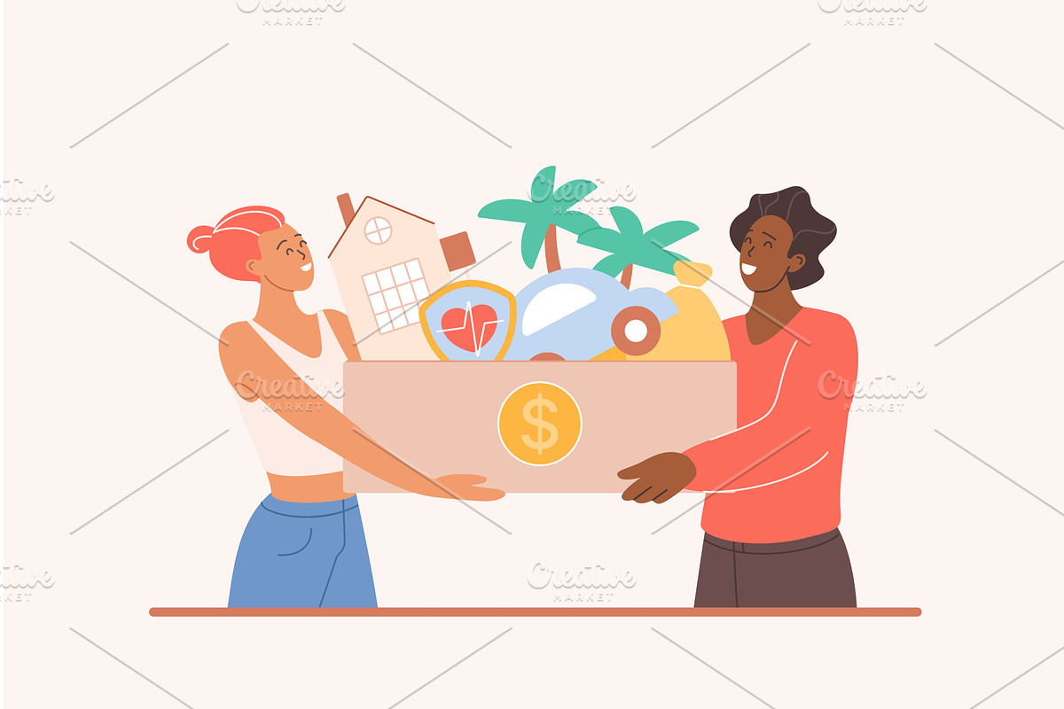 Family dreams wealth financial, a Finance Illustration by Lemberg Vector
