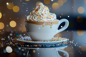 Delicious dessert coffee topped with, a Photo by Tanuart