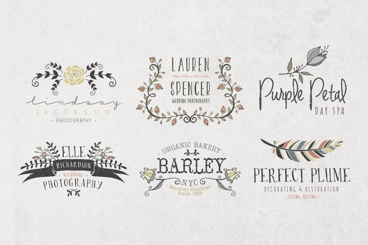 Hand Drawn Colored & Textured Logos, a Decorative Illustration by Callie Rian & Co. (Photo 3 of 5)