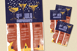 Menu Drinks 4 July Poster Flyer Flag, a Print Template by McLittle Stock