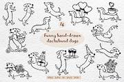 Funny Hand-Drawn Dachshund Dogs, an Animal Illustration by Watercolor dreams (Thumbnail 1 of 3)