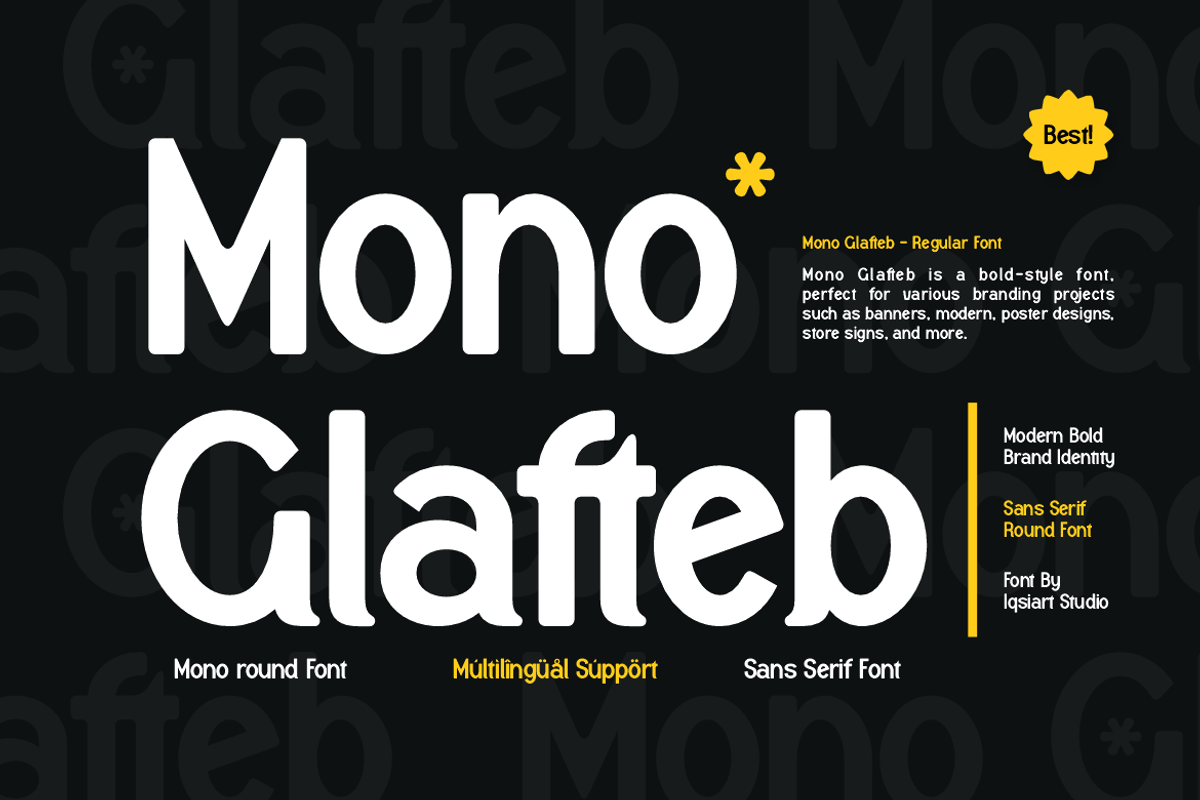 Mono Glafteb - Modern Brand Font, a Sans Serif Font by Iqsiart Studio (Photo 1 of 14)
