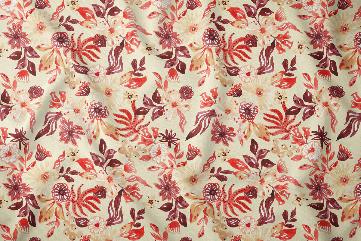 Watercolor Autumn Floral Pattern, a Pattern Graphic by SirenaArt (Photo 5 of 12)