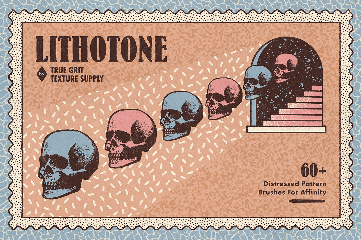 Lithotone Brushes for Affinity, a Brush Add-On by True Grit Texture Supply