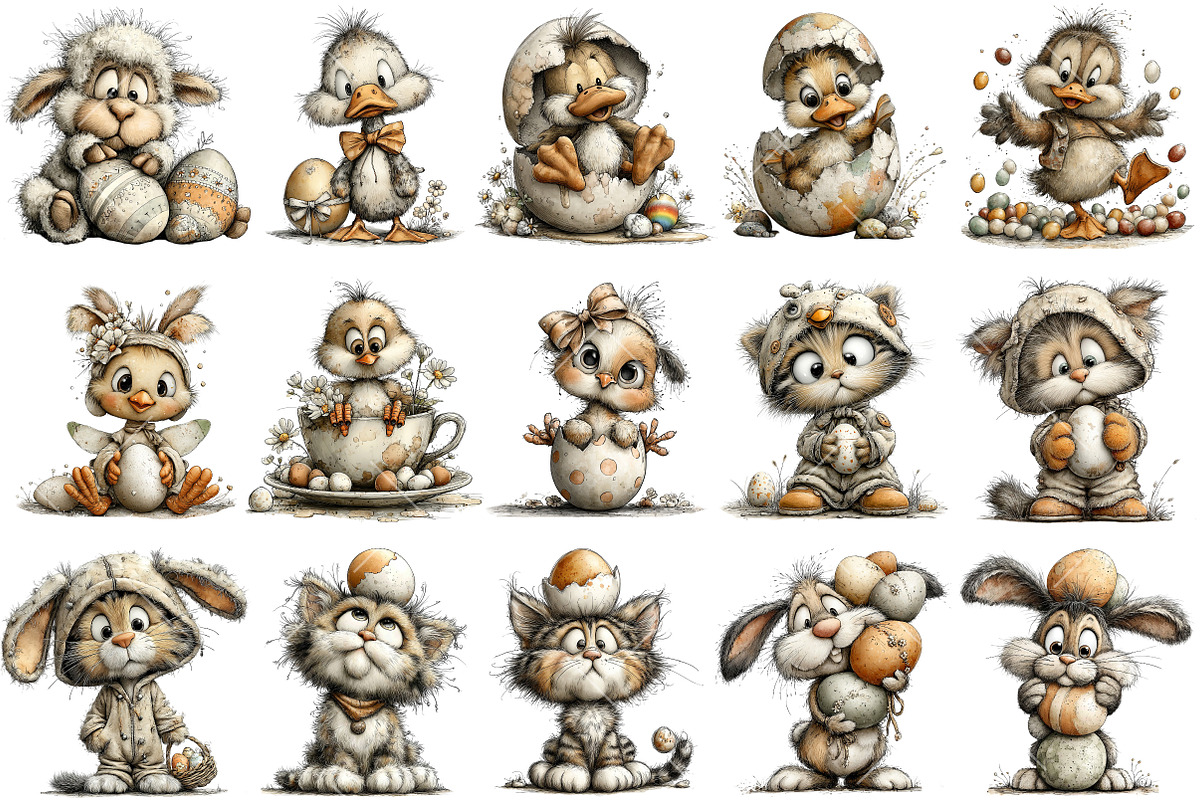 Whimsical Easter Animals Clipart, an Illustration by OK Design (Photo 3 of 6)