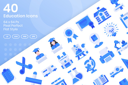 40 Education - Flat, an Icon by Kmg Design